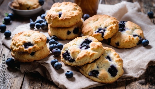Blueberry muffins on a table