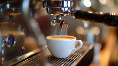 Espresso machine and cup. AI generated.