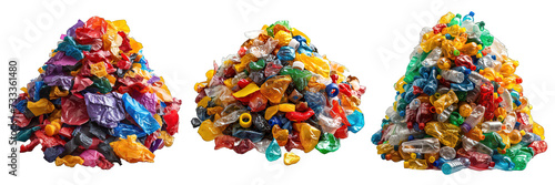 pile of plastic waste isolated on transparent background ,plastic waste png ,generative ai