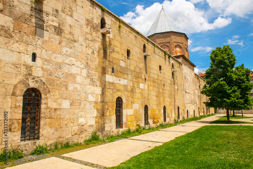 Cifte Minareli Medrese (Double Minaret Thelogical Schools). The structure is located at the city center. The structure has the biggest portal among the other theological schools in Anatolia. Sivas .