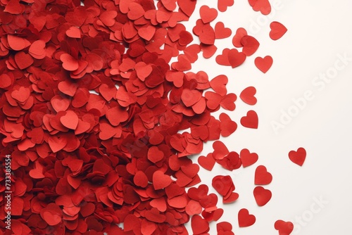 Dense spread of red hearts covering a surface, depicting love and Valentine's Day celebration