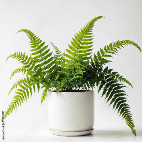 fern in a white pot isolated white background. ai generative
