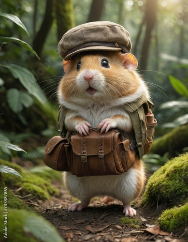 Expedition Elegance: Cute funny hamster Explores the Wild in Style