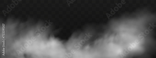 White vector cloudiness ,fog or smoke on dark checkered background.Cloudy sky or smog over the city.Vector illustration.