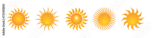 set of sun vector on a white background