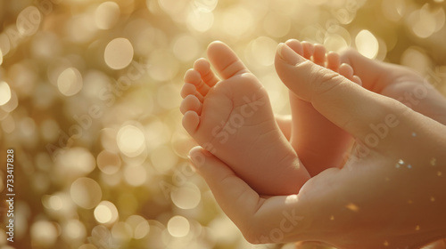 pair of adult hands gently cradling a baby's bare feet, symbolizing care, protection, and love.
