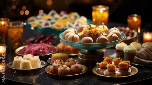 Diwali sweets and desserts in elegant platters
