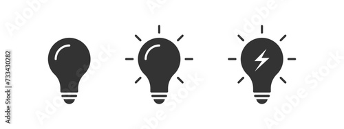 Light bulb icon and flash lightning bolt icon. lamp icon symbol collection set , creative good idea logo. innovative idea icon sign in flat style. vector illustration