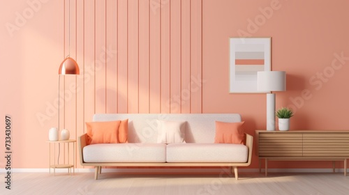 Texture-Based Elegance: Striped Peach Living Room Design by Robert Stefan generative ai