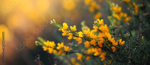 Vibrant Yellow Flowers in Gorse: Ulex Plant Showcases the Beauty of Yellow Flowers in Gorse, a Stunning Ulex Plant