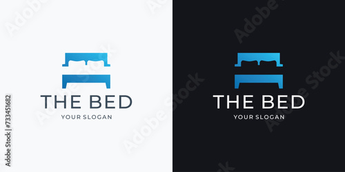 Creative simple bed logo design inspiration. premium bed logo vector illustration
