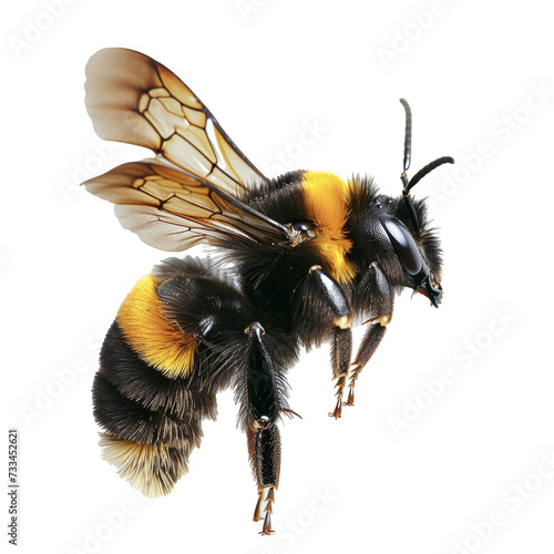 Flying bee on transparent background.