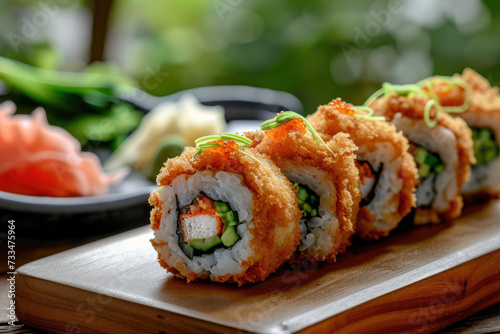 Trendy Sushi Roll Delight, street food and haute cuisine