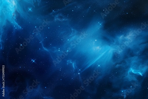 Luminous Cosmic Dust Radiant Blue Nebula with Twinkling Stars