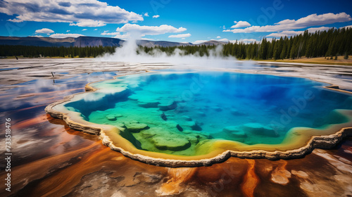 Yellowstone National Park, USA: Geothermal features, colorful hot springs, a pristine natural landscape. 