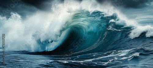 Ninth wave symbol of tremendous danger Tsunami like wall of water turbulent Pacific waves over 8 meters rugged basalt beauty, Generative AI 