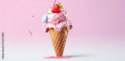 Delicious homemade ice cream in a waffle cone