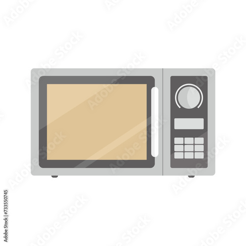 Microwave oven kitchen home appliance front view image cartoon vector illustration isolated white background