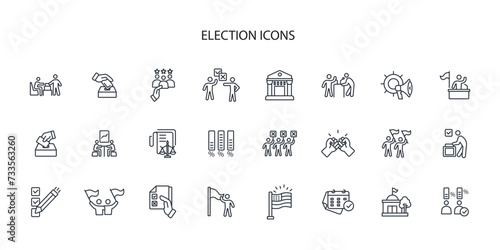 election and voting icon set.vector.Editable stroke.linear style sign for use web design,logo.Symbol illustration.