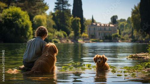 Au bord d'un lac tranquille, un pêcheur et son chien attendent patiemment. Soudain, une touche ! Ensemble, ils célèbrent le petit triomphe.
