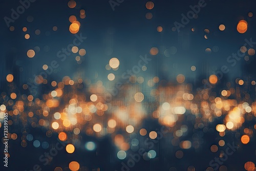 Abstract Rainy Night in the City with Glowing Bokeh Lights and Reflections