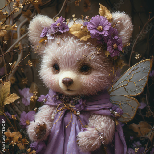 Enchanting Lilac Fairy Bear with Gossamer Wings