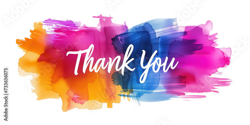 Abstract colorful brush with Thank You text banner isolated on transparent background.