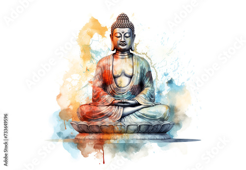 Lord buddha mediate watercolor style background