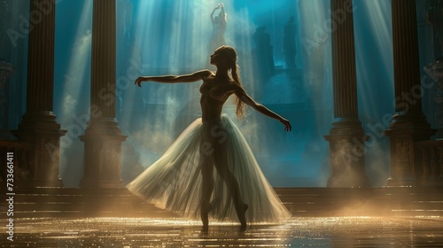 Solo Ballerina Captured in a Spotlight on Stage