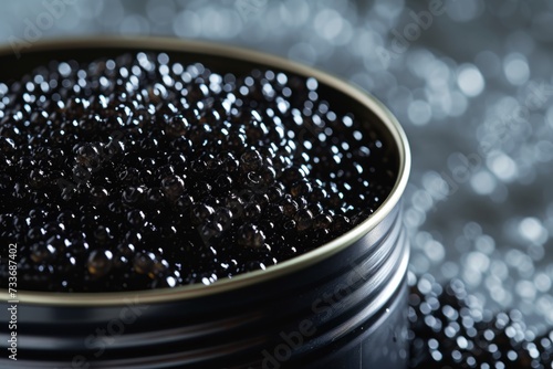 Elegant And Stylish Metal Tin Brimming With Exquisite Black Caviar