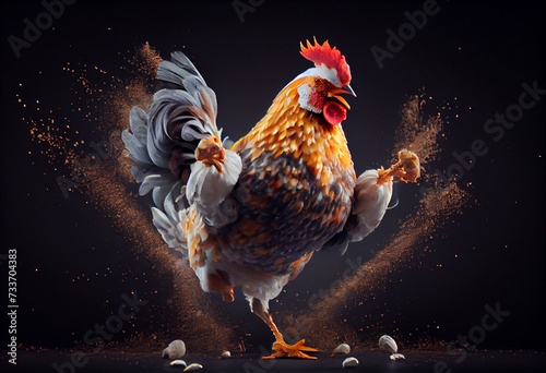 chicken in the Kun fu pose, generative AI