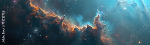 Abstract galaxy nebula background . Banner