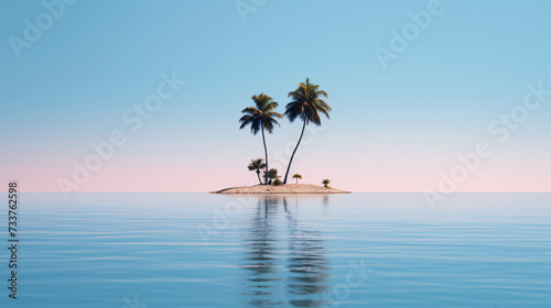 lonely little island with palm trees