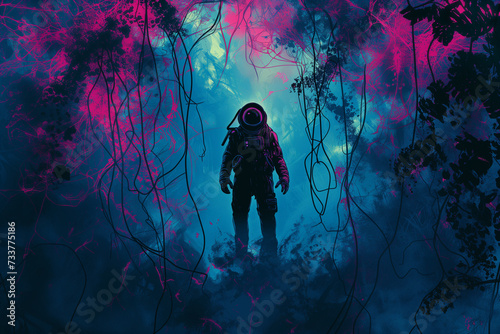 Astronaut in the neon jungle