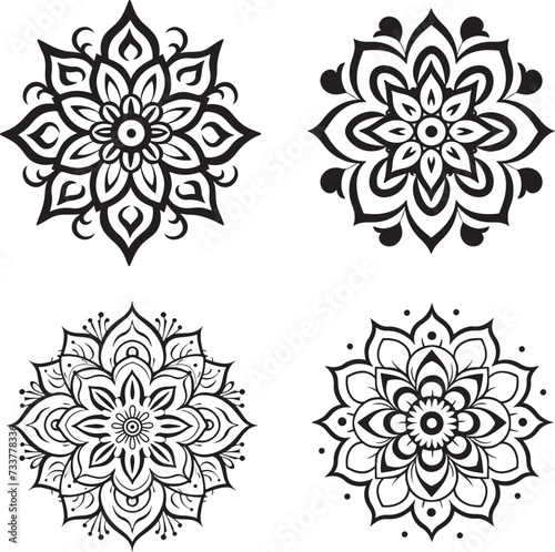 set of rangoli patterns vector illustration