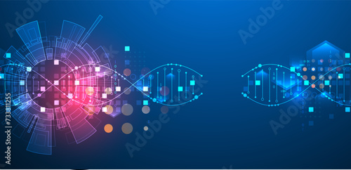 Scientific and technological background. Abstract image of DNA molecule. Vector illustration. Hand drawn.