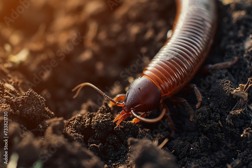 close up of a worm on the ground