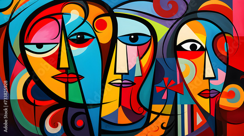 Abstract face painting illustration,, Abstract face painting illustration