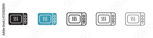 Kitchen Microwave Vector Icon Set. Fast Cooking vector symbol for UI design.