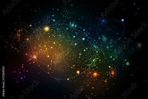 Abstract, zodiacal background with multicolored tones and a universe of stars. Generative AI