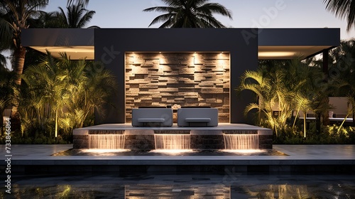 Outdoor home modern water feature fountain waterfall