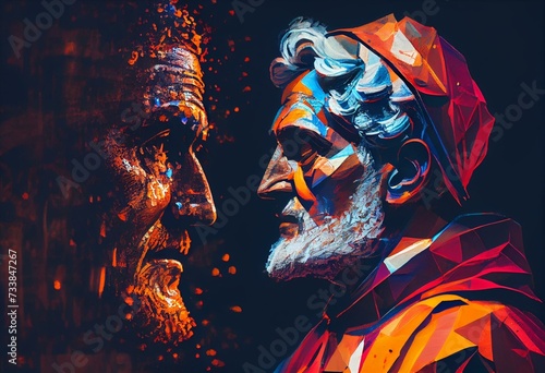 Abstract painting concept. Colorful art of a the Pope with Saint Peter in the Vatican, Rome. Mediterranean culture. Generative AI