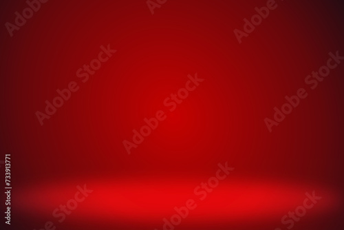 Empty studio background in red gradient color, Soft smooth blur backdrop like in a room with spot lights shining on the floor or on the stage, vector illustration