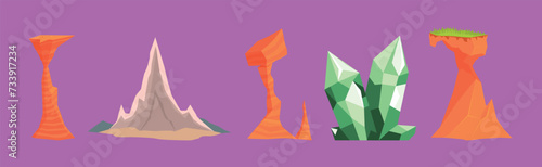 Rock and Solid Stone as Game Element Vector Set