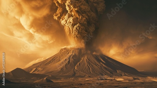 Volcano spews a column of ash. Authorities fear a major eruption will occur in the next few days