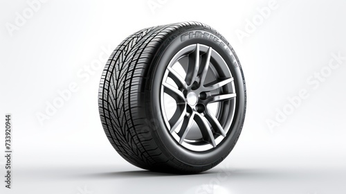 One car tire is isolated on a white background.