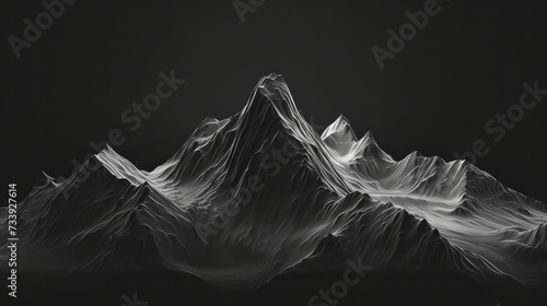 Black and White Photo of a Mountain Range