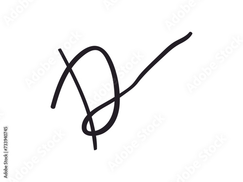 Fake hand drawn Autographs with letter D. Fictitious Handwritten signature scribble for business certificate or note. Vector doodle isolated illustration