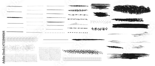 Collection of vector grunge brush strokes isolated on white. Vector illustration.