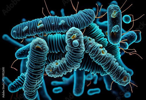 microscopic view of legionella bacteria. Generative AI